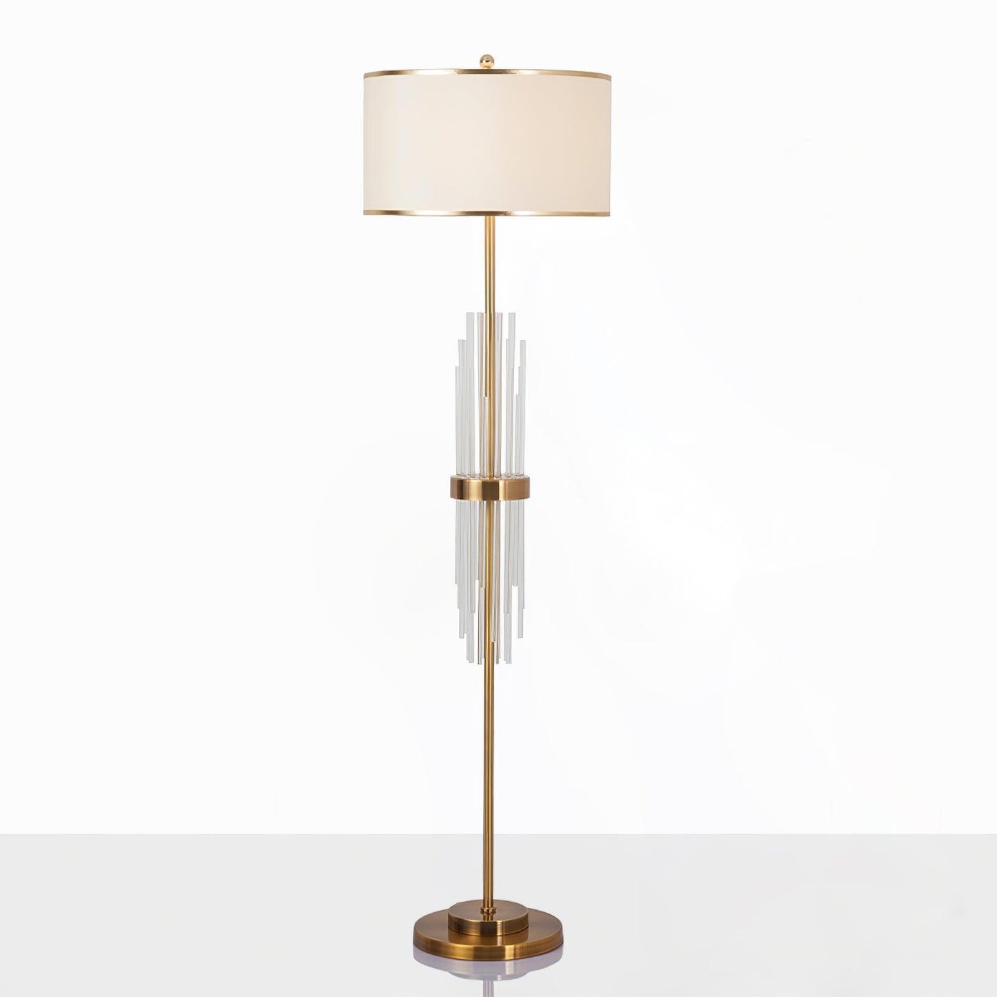 Alston Floor Lamp with Gold Metal and Fabric Shade