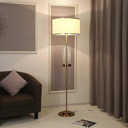 Alston Floor Lamp with Gold Metal and Fabric Shade