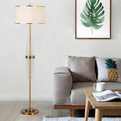 Alston Floor Lamp with Gold Metal and Fabric Shade