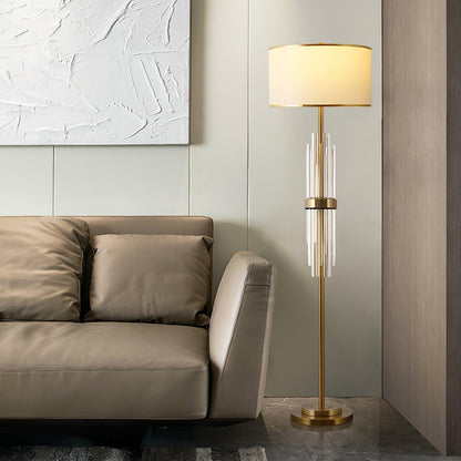 Alston Floor Lamp with Gold Metal and Fabric Shade