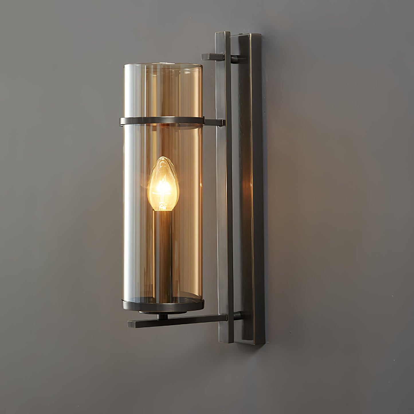 Amalfi Wall Lamp Black Metal LED Light with Fabric Shade