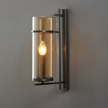 Amalfi Wall Lamp Black Metal LED Light with Fabric Shade