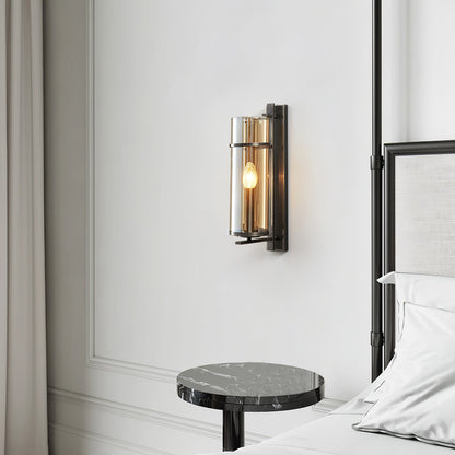 Amalfi Wall Lamp Black Metal LED Light with Fabric Shade