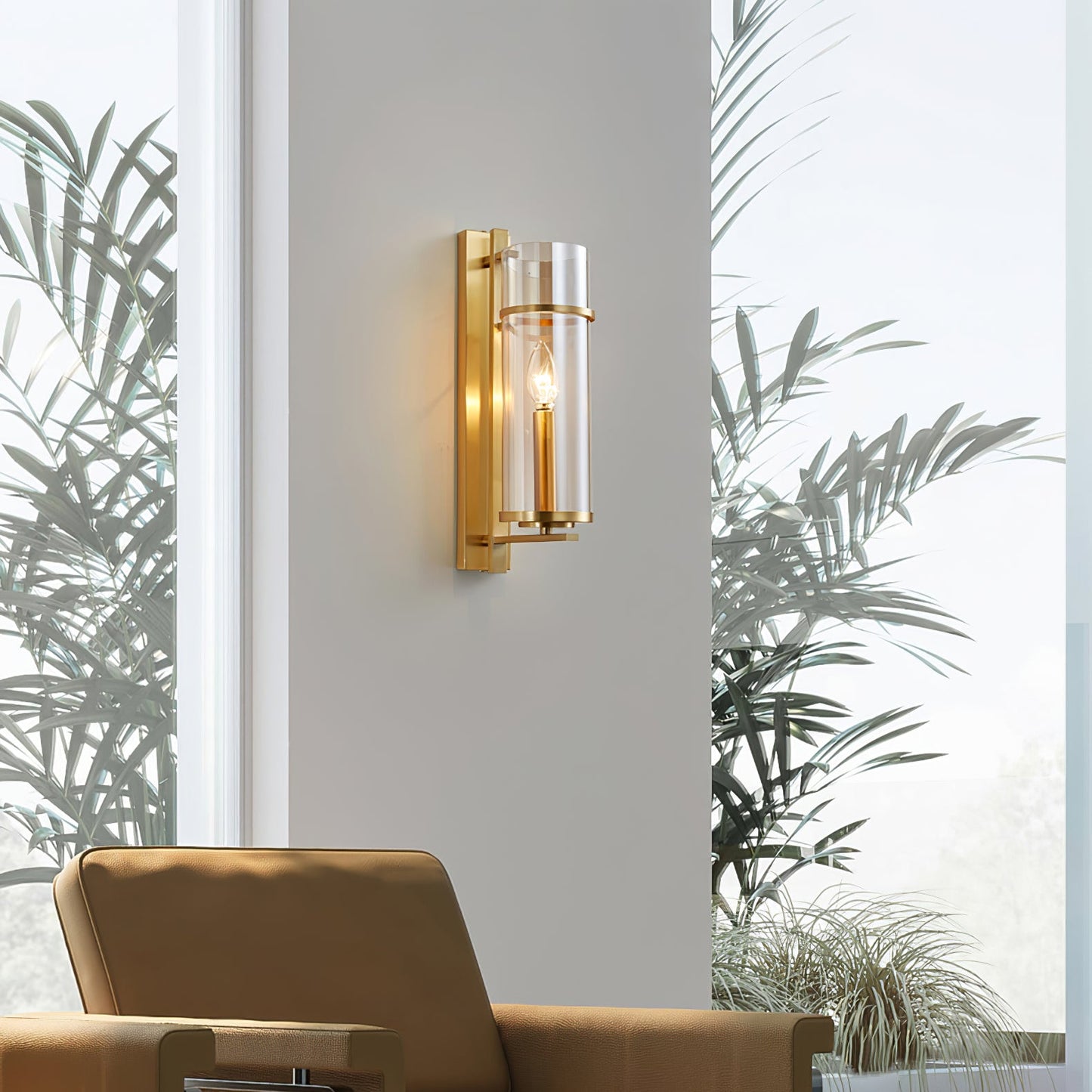 Amalfi Wall Lamp Black Metal LED Light with Fabric Shade