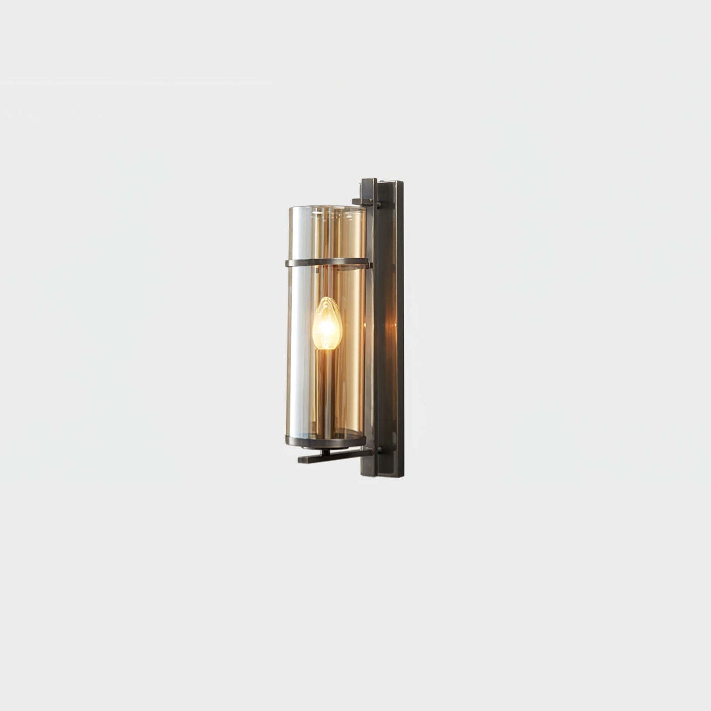 Amalfi Wall Lamp Black Metal LED Light with Fabric Shade