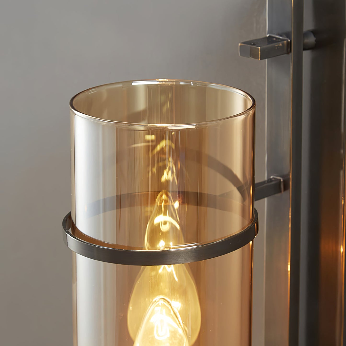 Amalfi Wall Lamp Black Metal LED Light with Fabric Shade