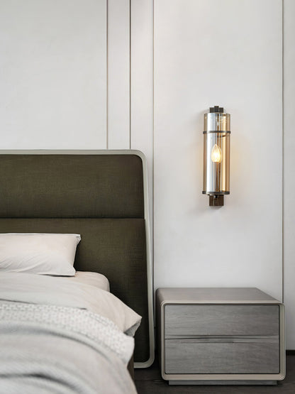 Amalfi Wall Lamp Black Metal LED Light with Fabric Shade