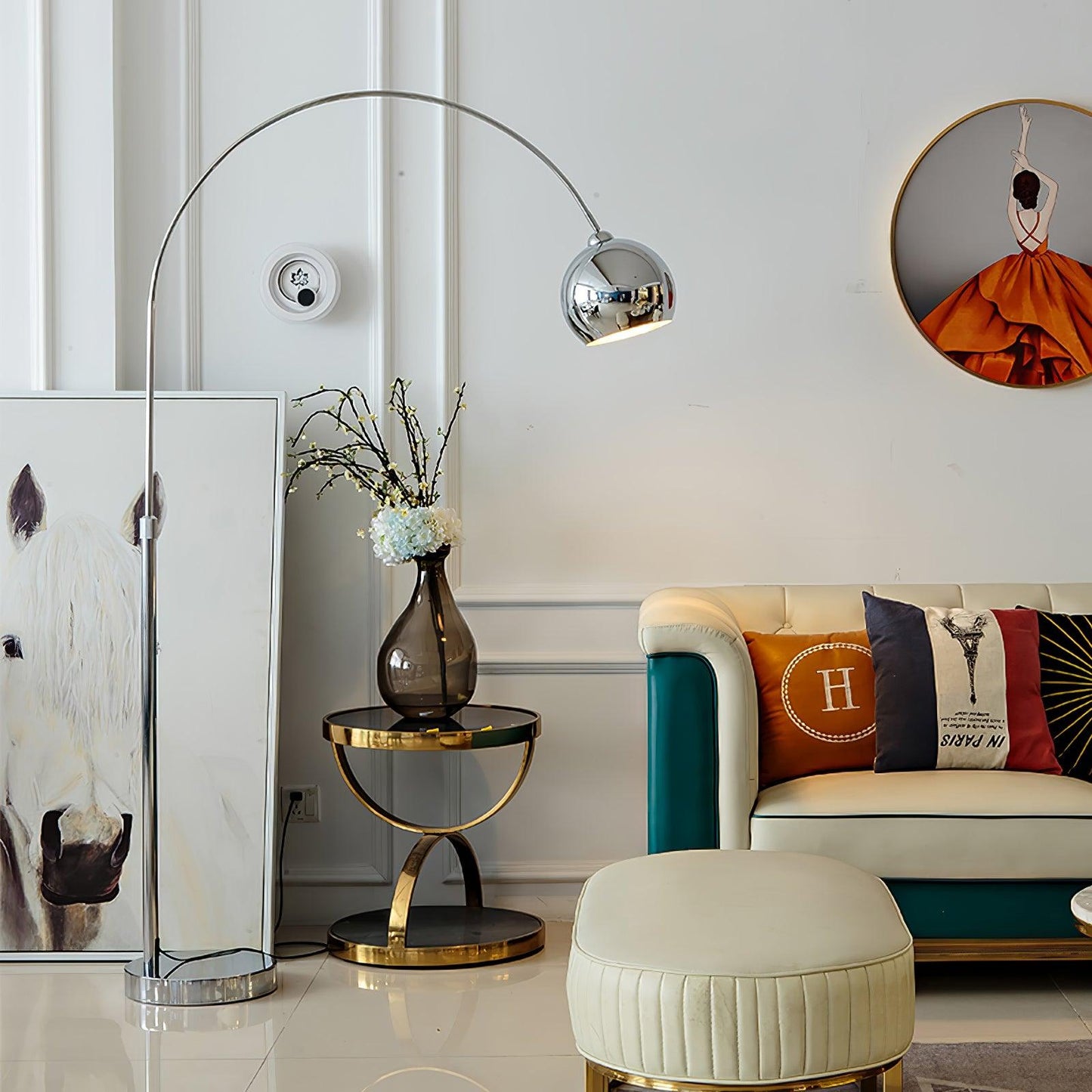 Angler Floor Lamp with Adjustable Head and LED Light