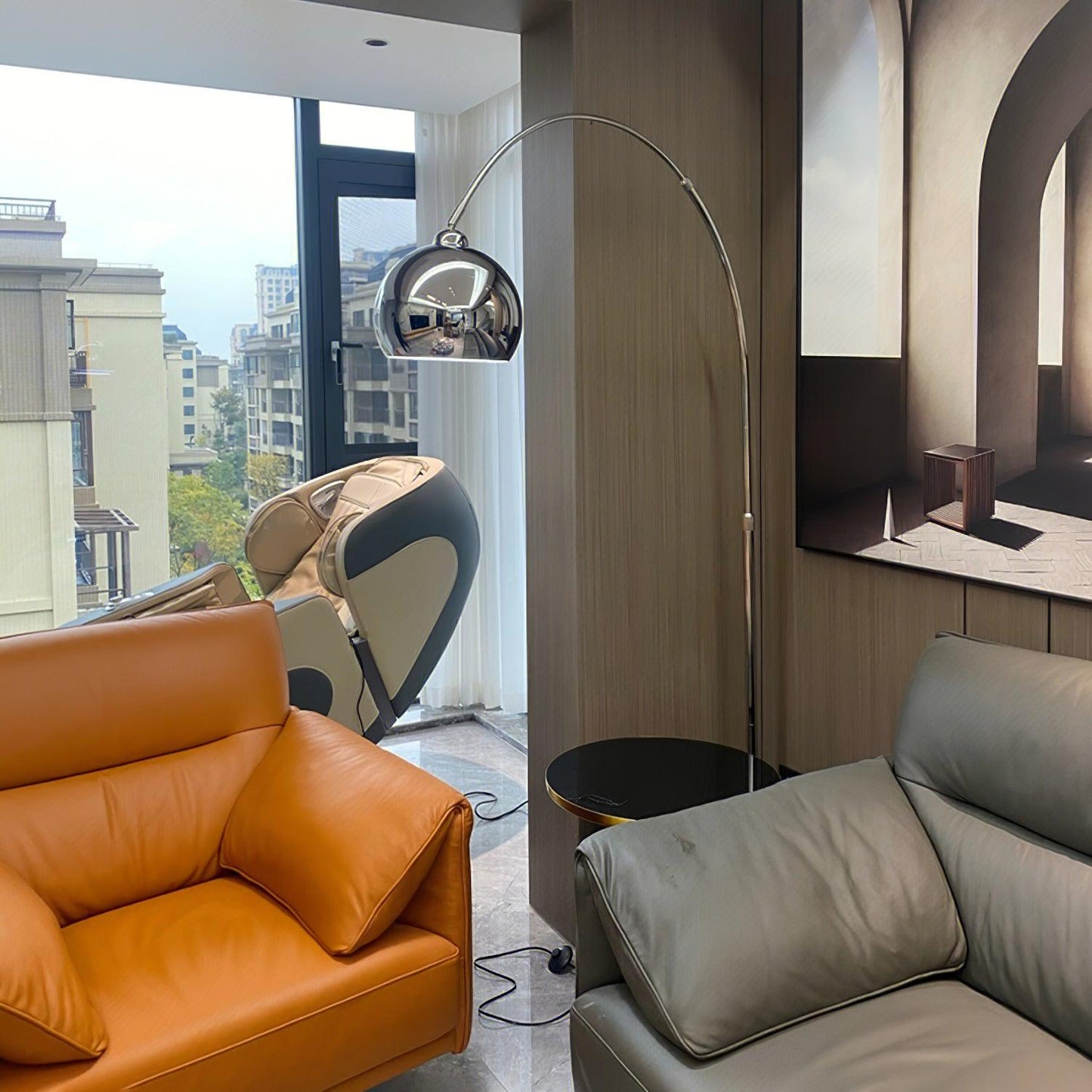 Angler Floor Lamp with Adjustable Head and LED Light