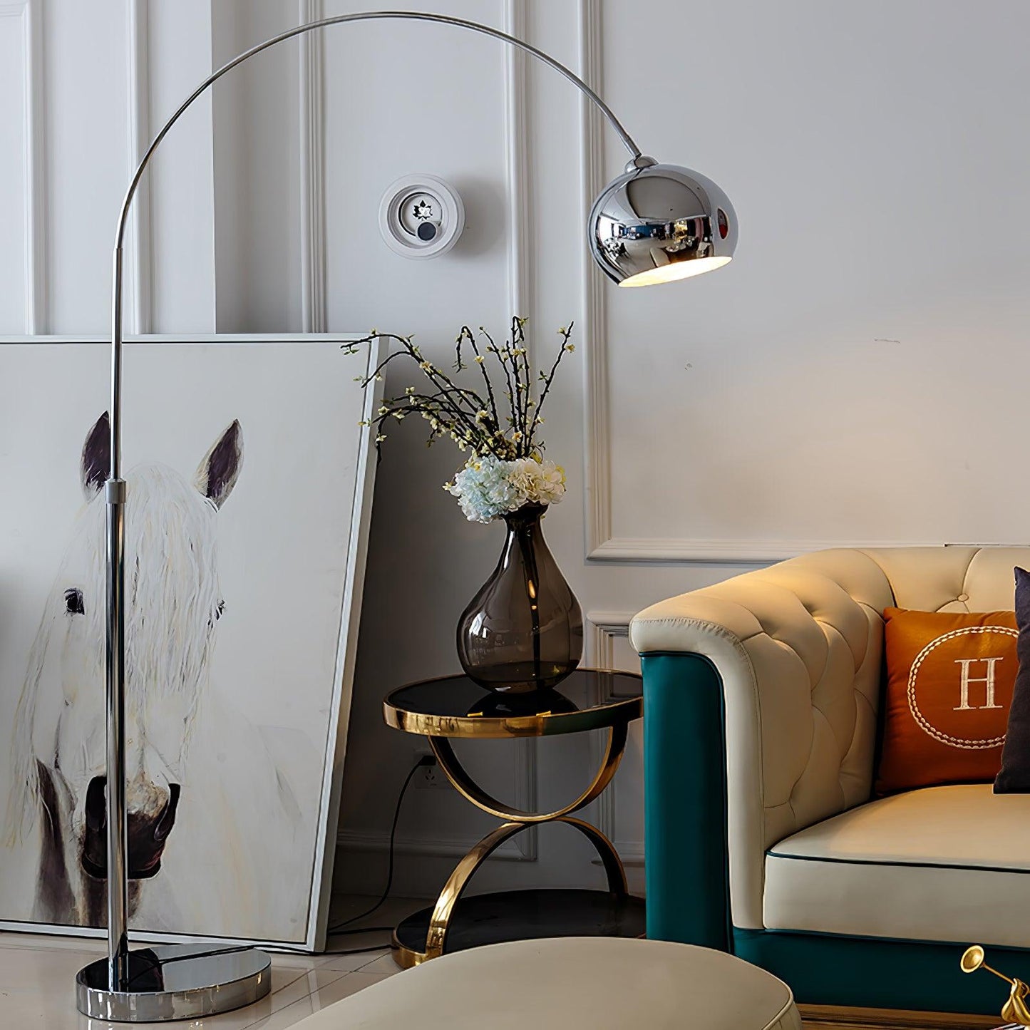 Angler Floor Lamp with Adjustable Head and LED Light