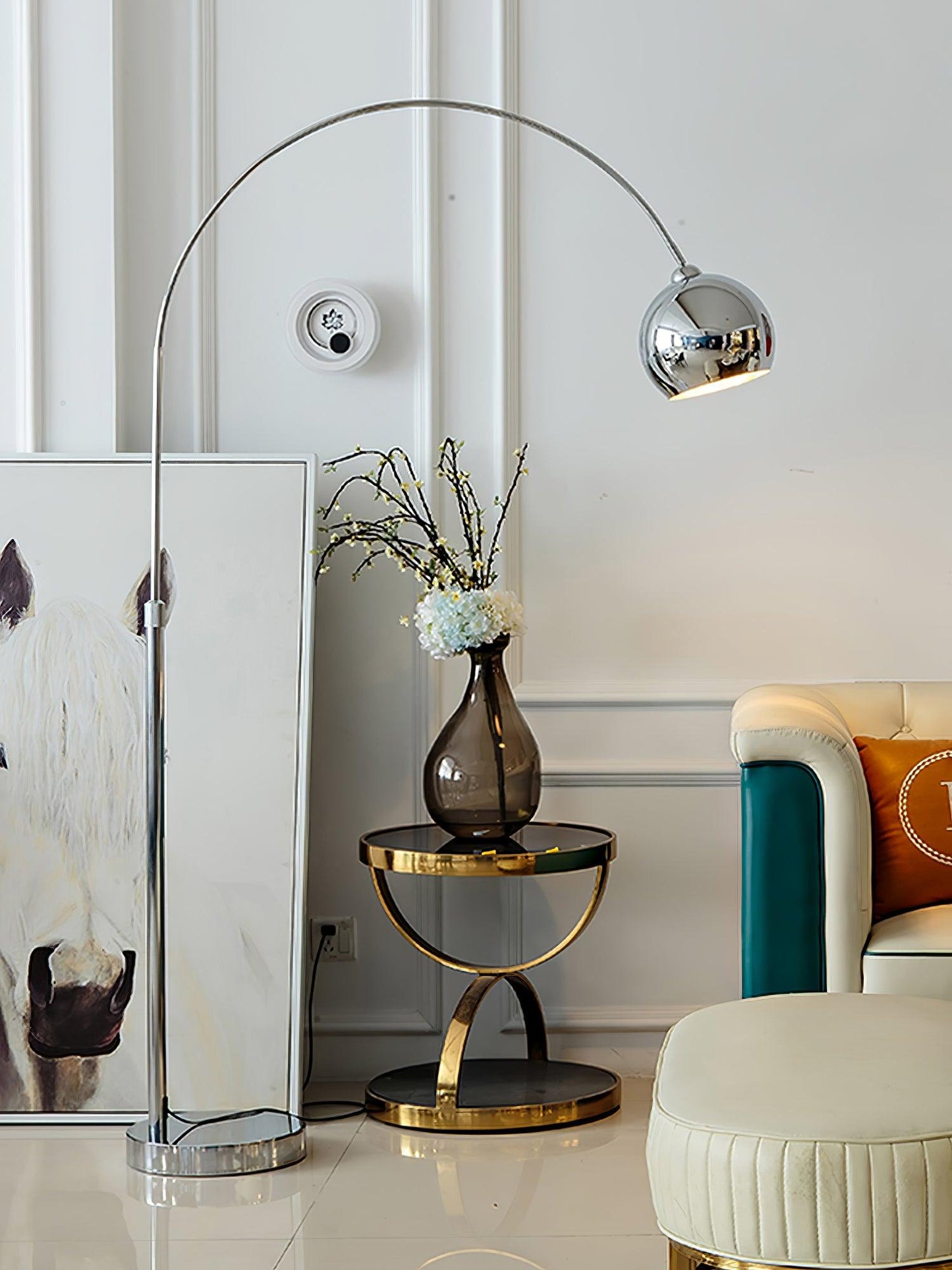 Angler Floor Lamp with Adjustable Head and LED Light