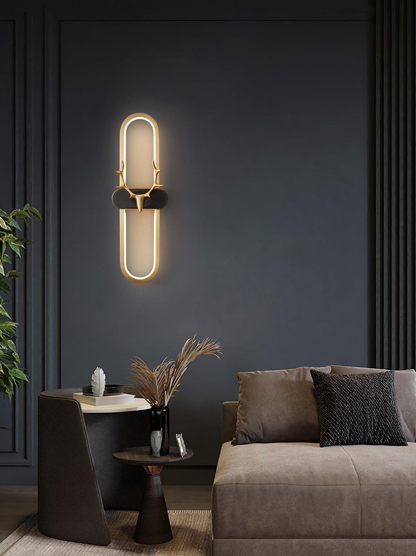 Antlers Halo Wall Lamp - Dimmable LED Brass Indoor Lighting