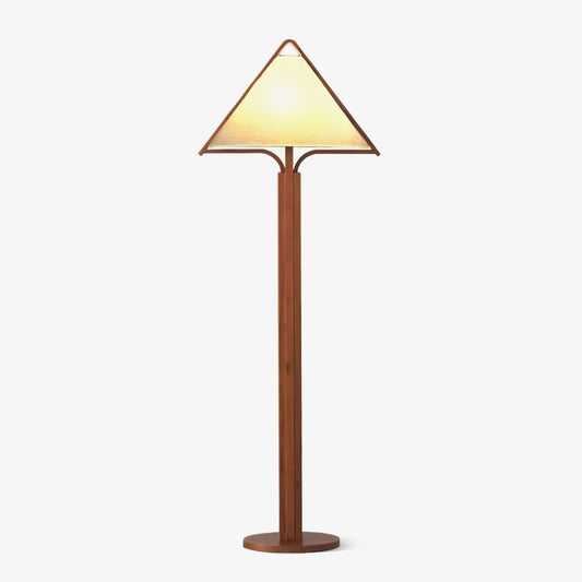 Apex Triangle Shade Floor Lamp with LED, Wood and Fabric