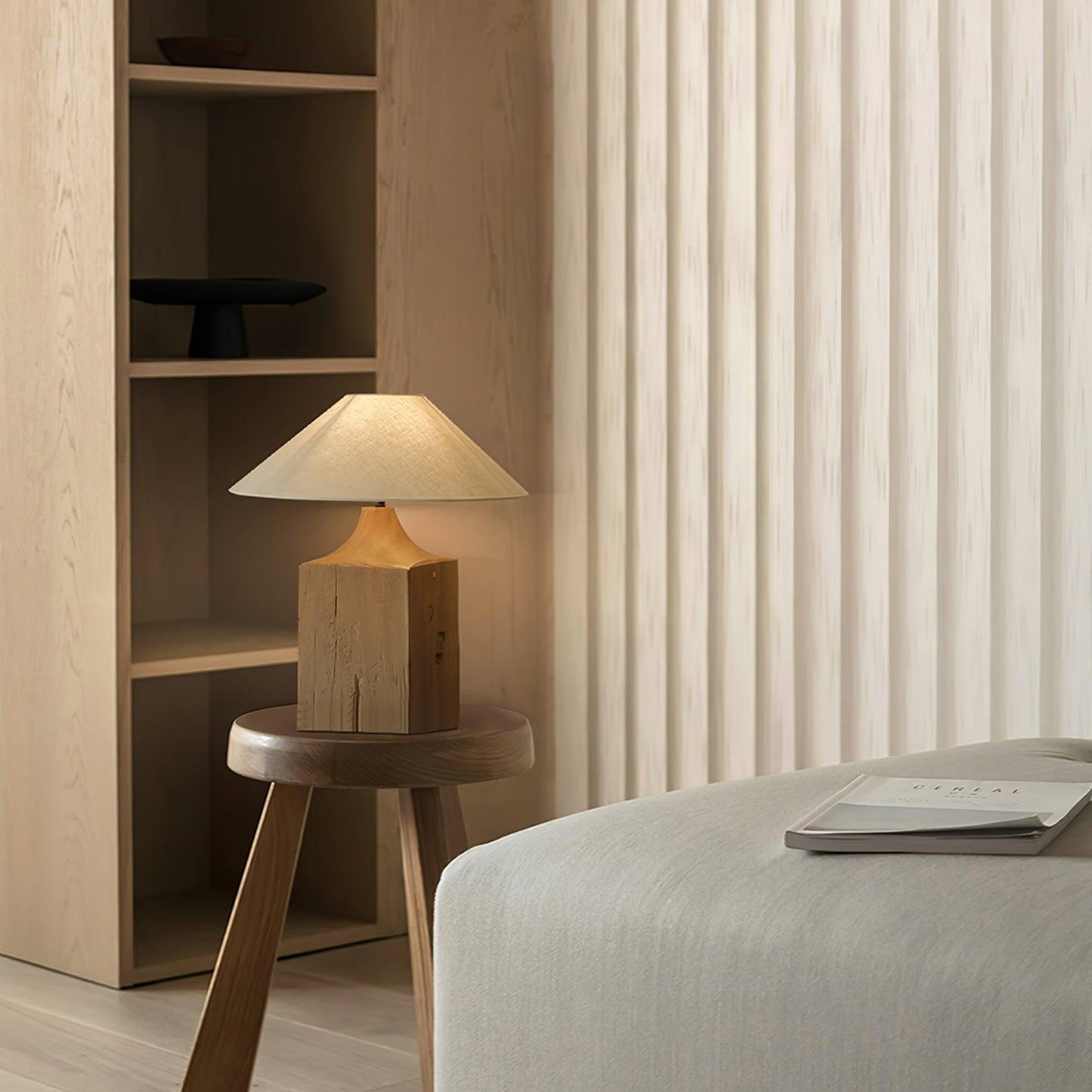Arboreal Whisper Floor Lamp - LED, Wooden Base, Indoor Lighting