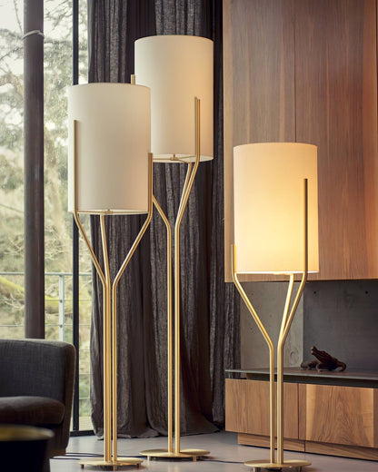 Arborescence Floor Lamp with LED, Adjustable Height, Brass Finishes