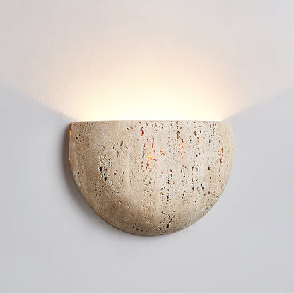 Arc Bowl Wall Lamp - Yellow Travertine LED Uplight Fixture