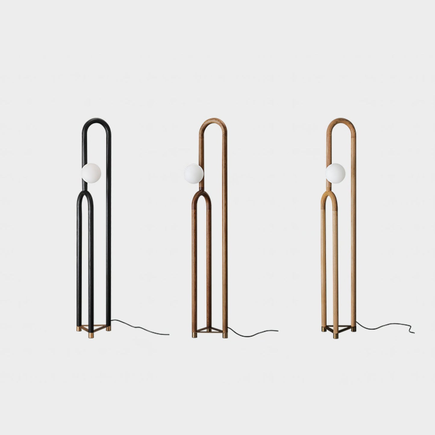 Arc N Floor Lamp with LED Light - Modern Wooden Design
