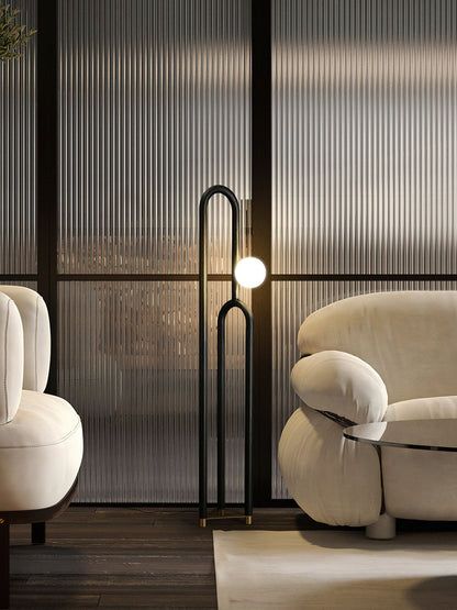 Arc N Floor Lamp with LED Light - Modern Wooden Design
