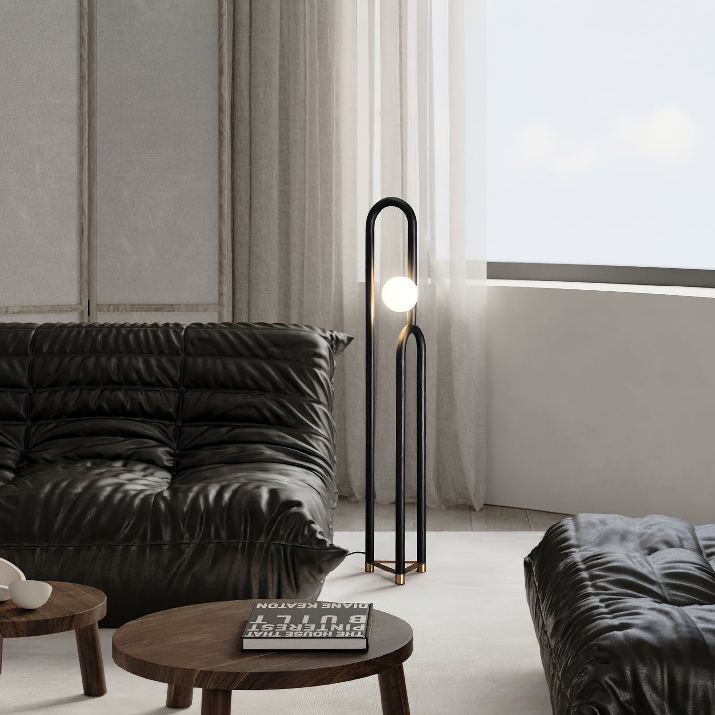 Arc N Floor Lamp with LED Light - Modern Wooden Design