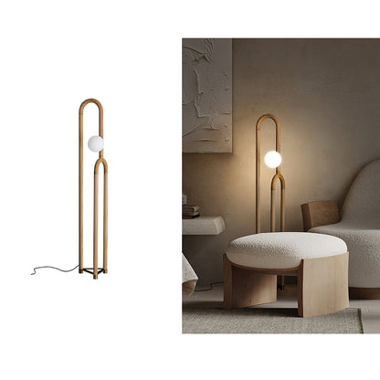 Arc N Floor Lamp with LED Light - Modern Wooden Design