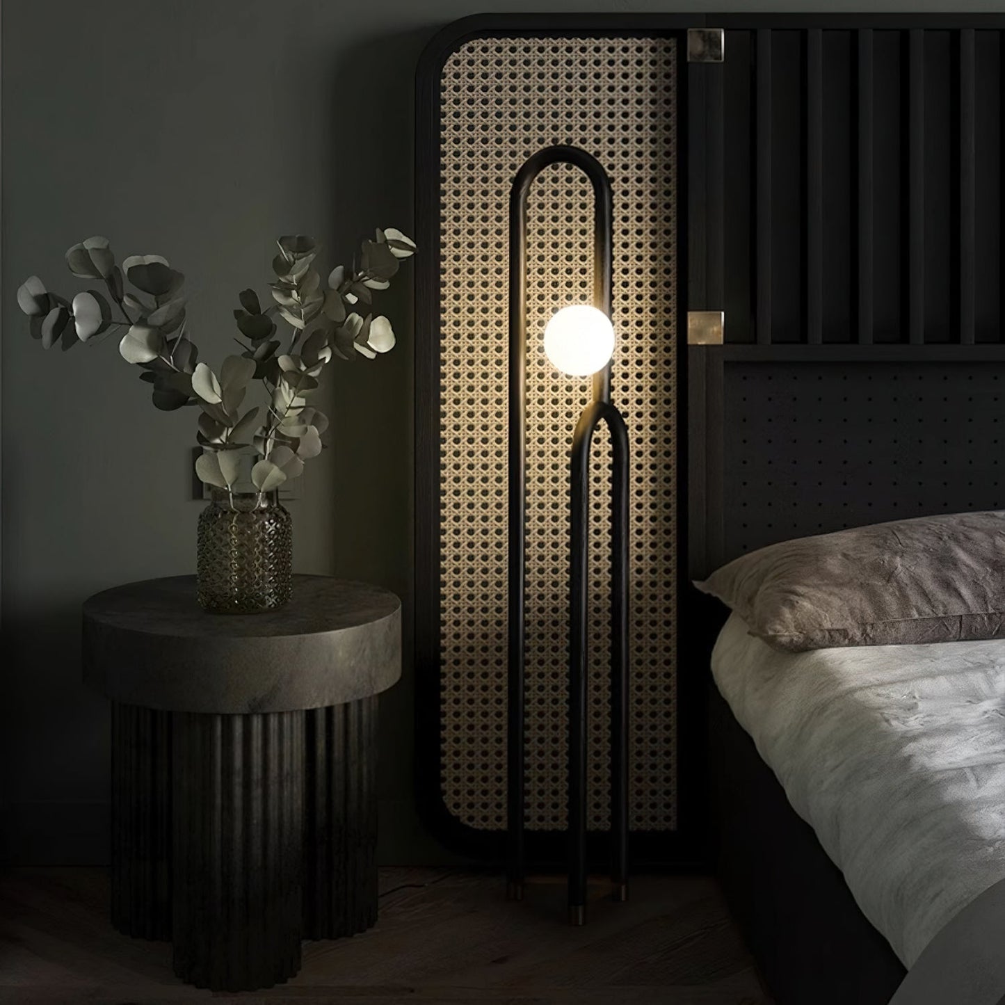 Arc N Floor Lamp with LED Light - Modern Wooden Design