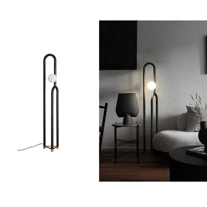 Arc N Floor Lamp with LED Light - Modern Wooden Design