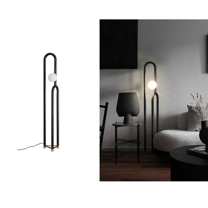 Arc N Floor Lamp with LED Light - Modern Wooden Design