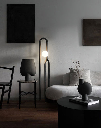 Arc N Floor Lamp with LED Light - Modern Wooden Design