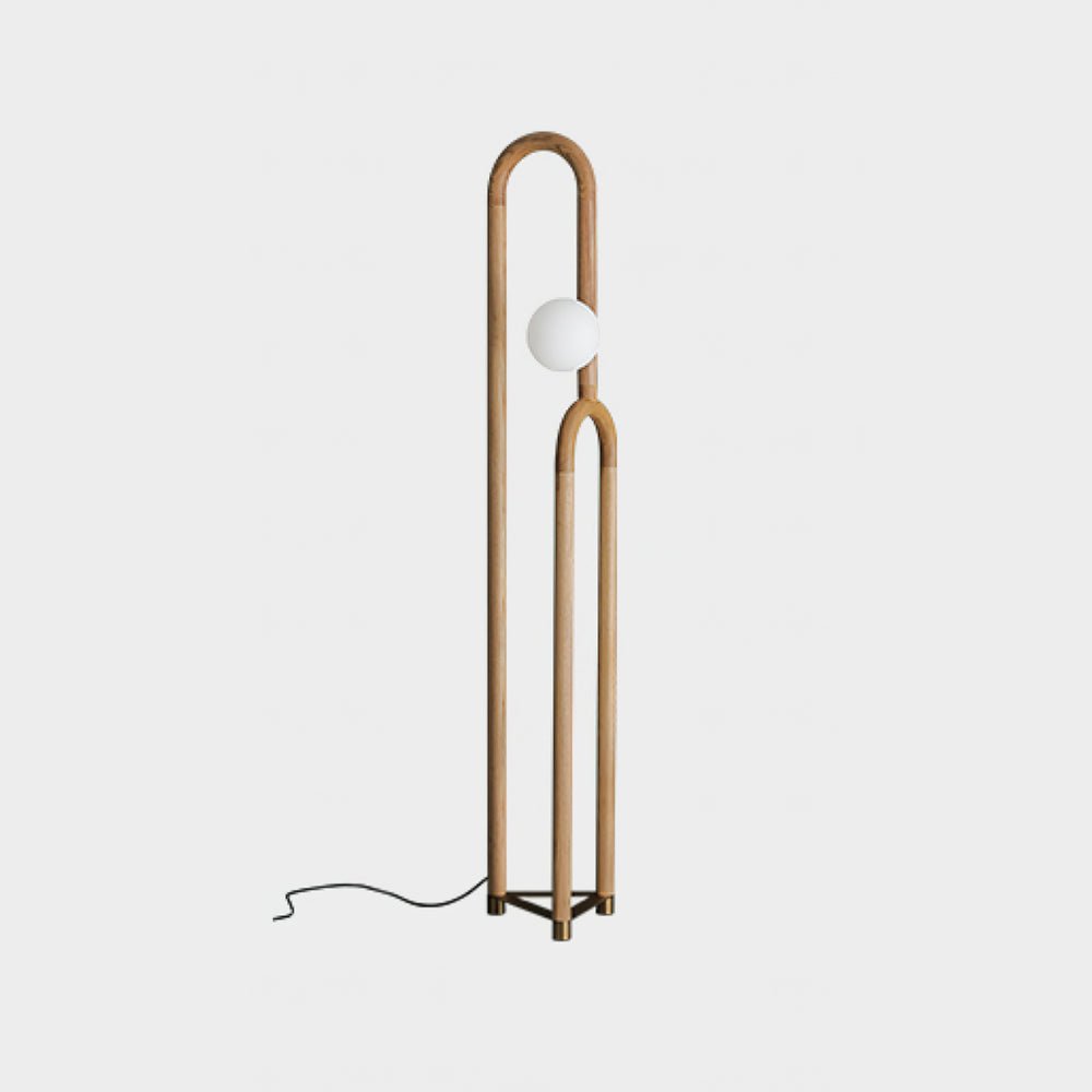 Arc N Floor Lamp with LED Light - Modern Wooden Design