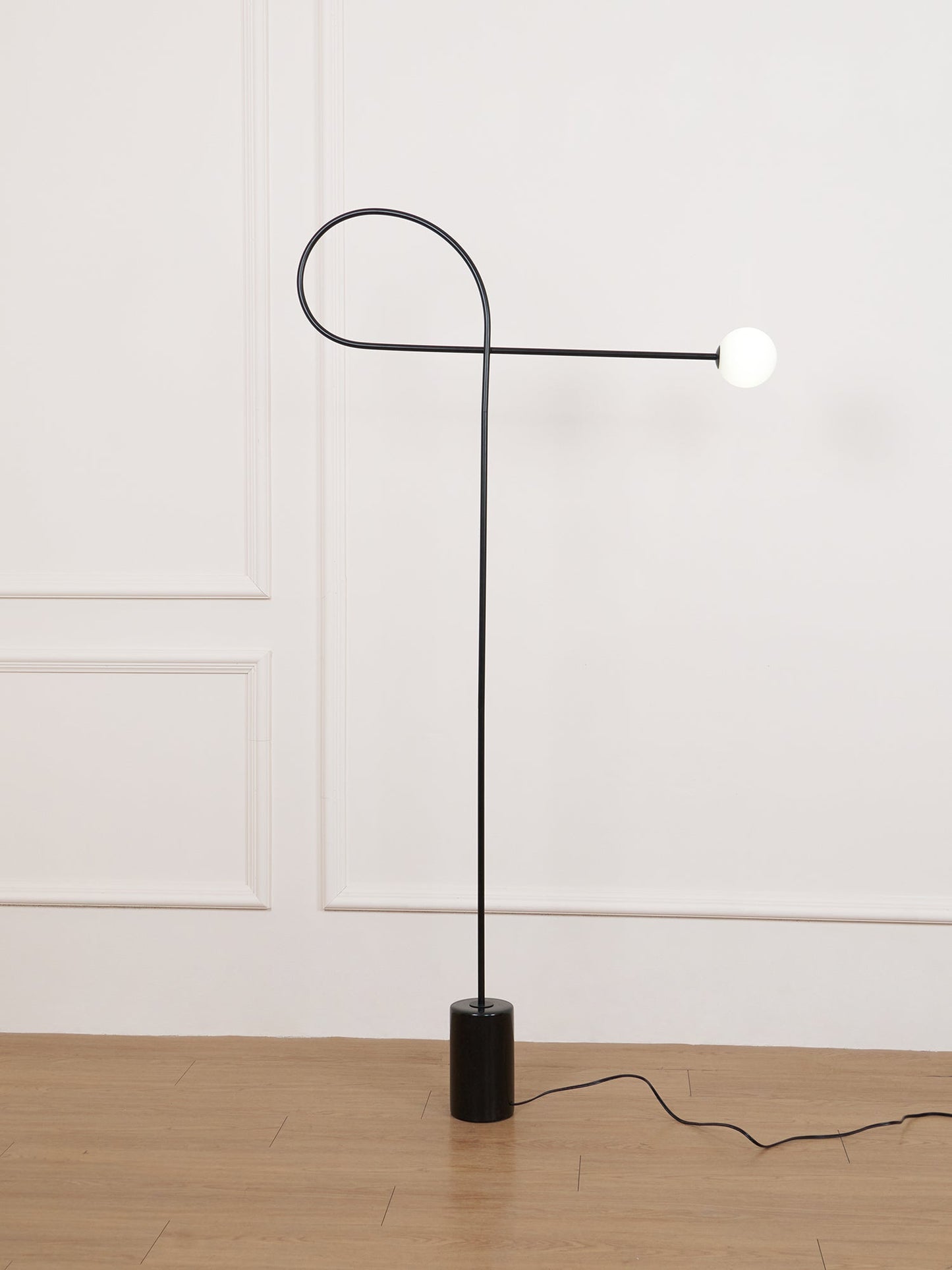 Arcane Orb Floor Lamp - LED Minimalist Black Glass Design