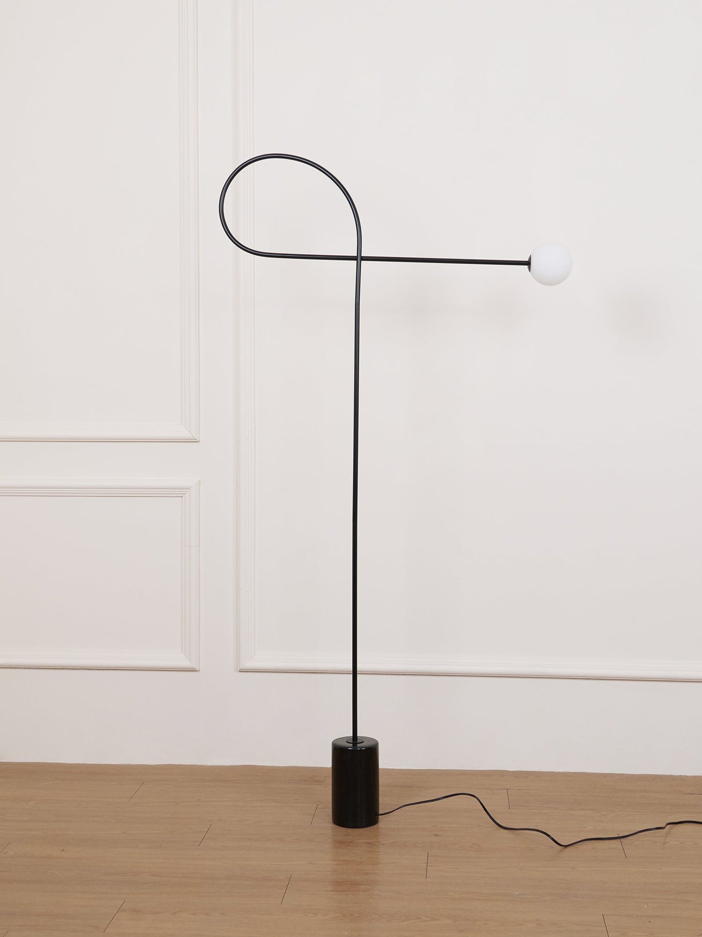 Arcane Orb Floor Lamp - LED Minimalist Black Glass Design