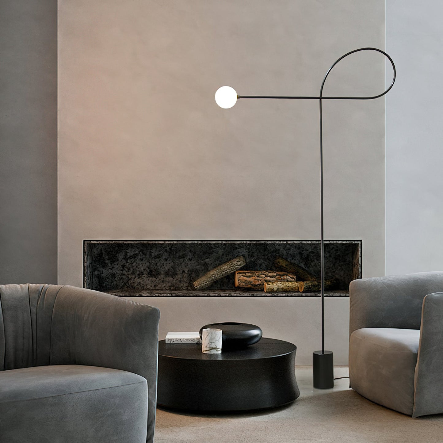 Arcane Orb Floor Lamp - LED Minimalist Black Glass Design