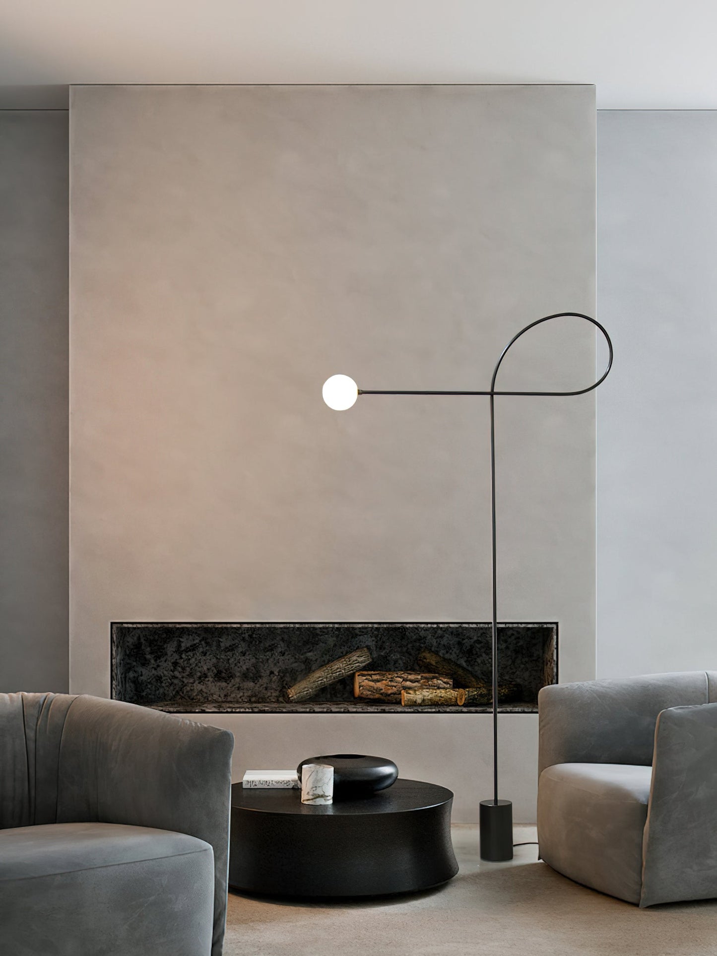 Arcane Orb Floor Lamp - LED Minimalist Black Glass Design