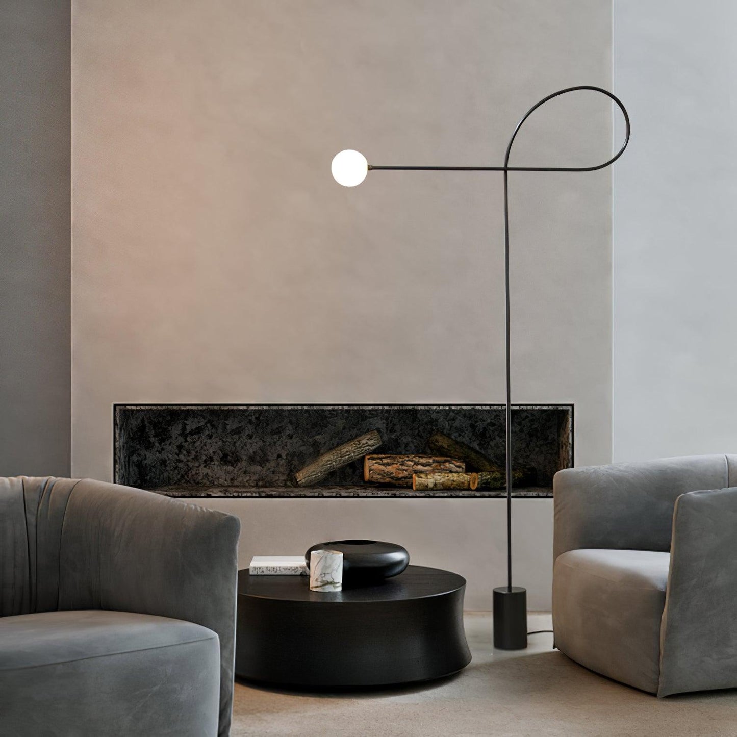 Arcane Orb Floor Lamp - LED Minimalist Black Glass Design