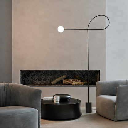 Arcane Orb Floor Lamp - LED Minimalist Black Glass Design
