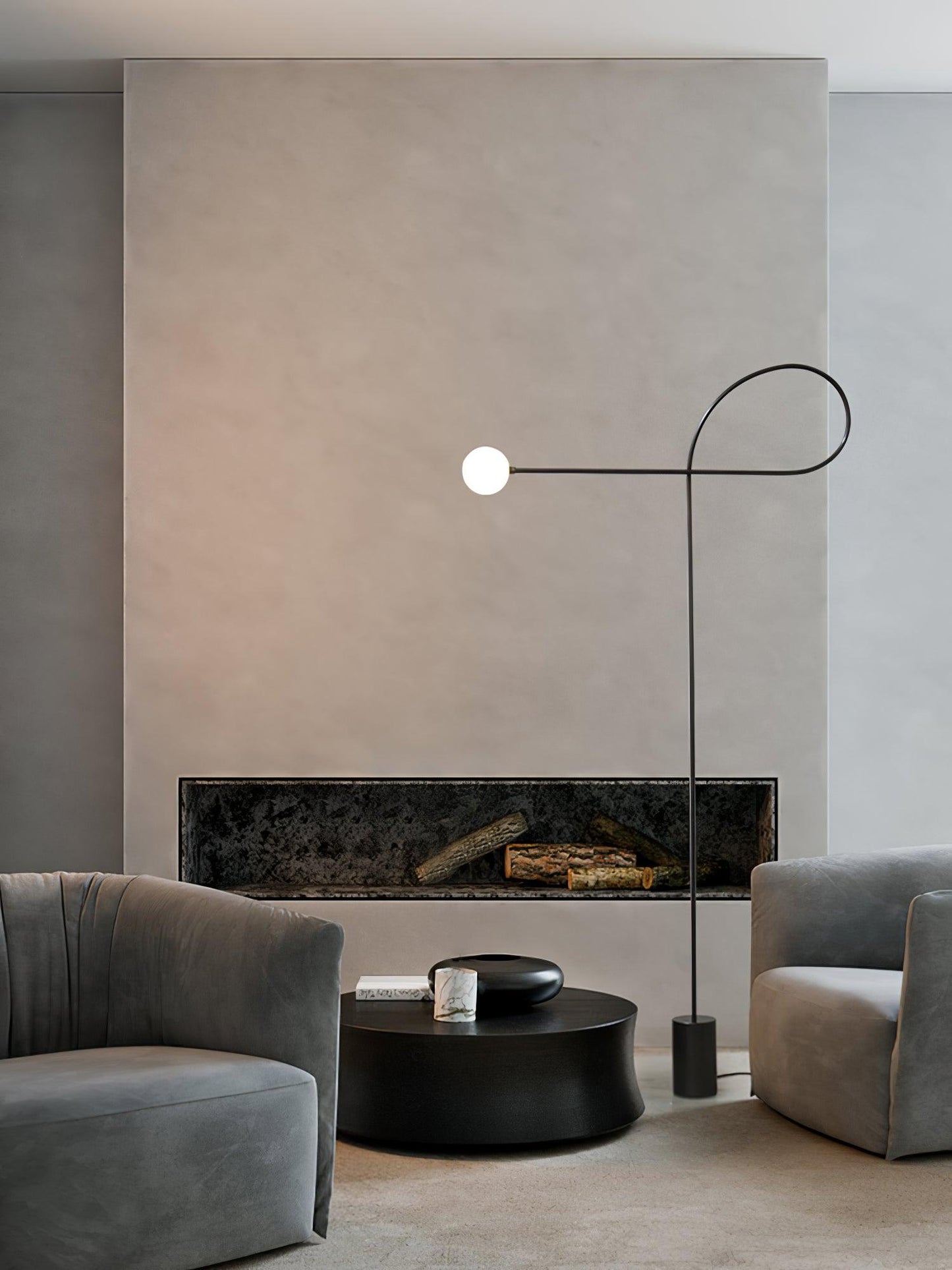 Arcane Orb Floor Lamp - LED Minimalist Black Glass Design