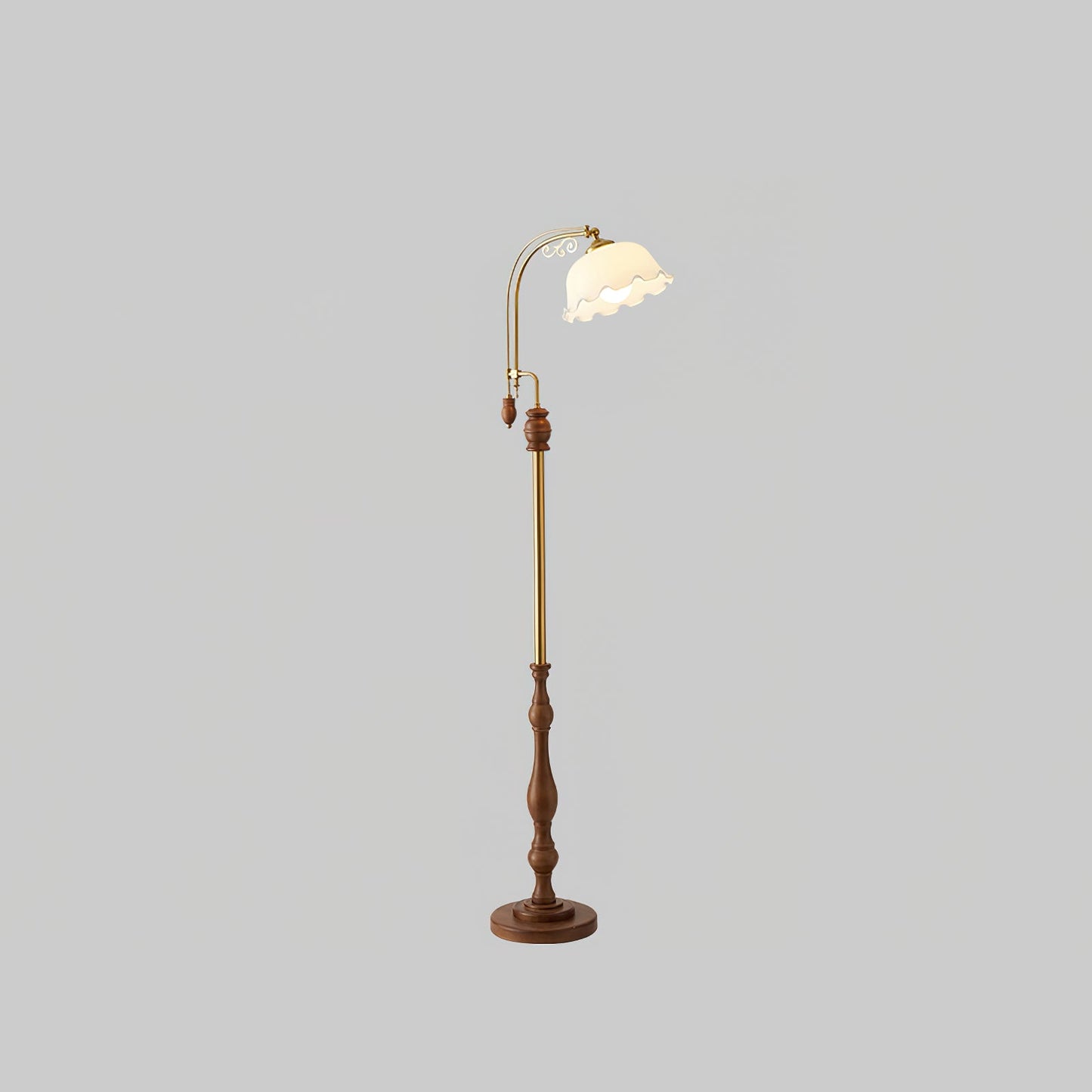 Arch Curves Floor Lamp LED Brass Wood Indoor Lighting
