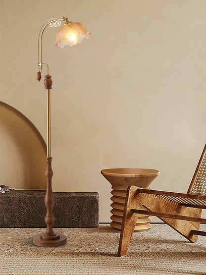 Arch Curves Floor Lamp LED Brass Wood Indoor Lighting