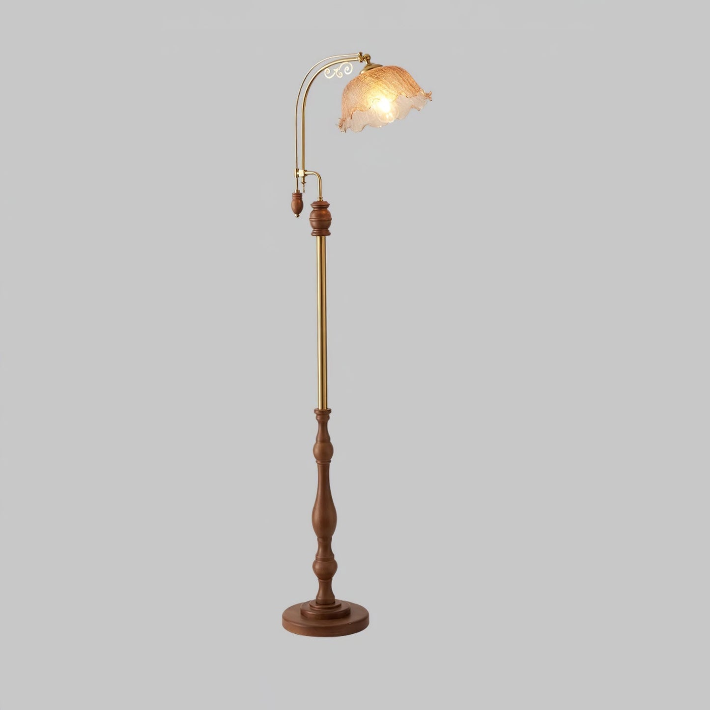 Arch Curves Floor Lamp LED Brass Wood Indoor Lighting
