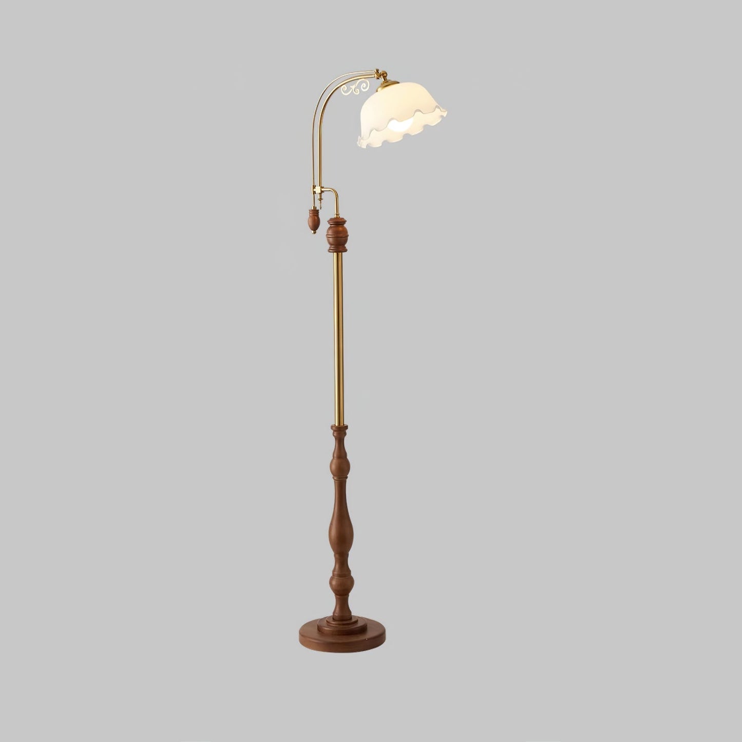 Arch Curves Floor Lamp LED Brass Wood Indoor Lighting