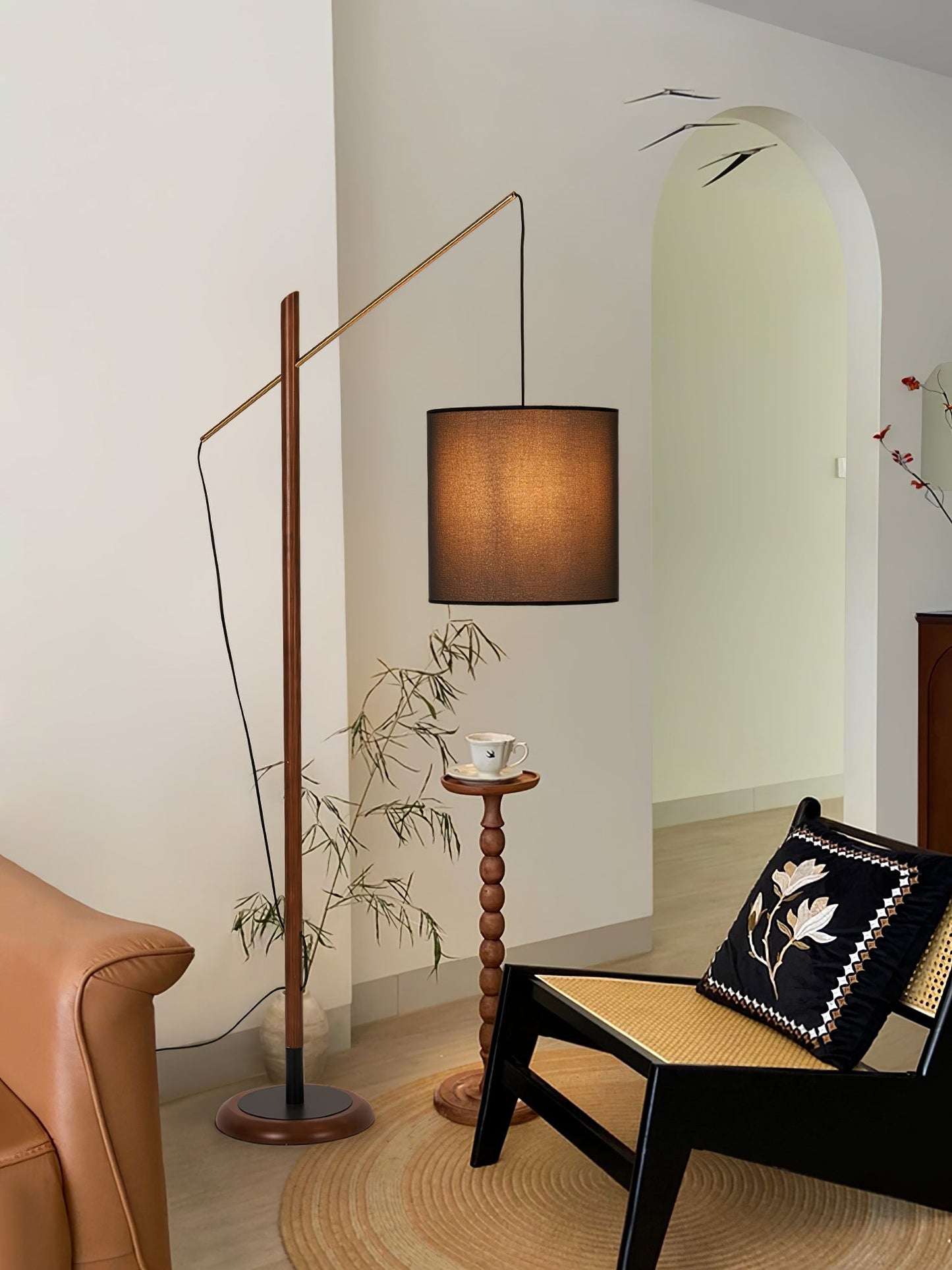 Archer Floor Lamp - Modern Black Metal LED Light, Indoor Use