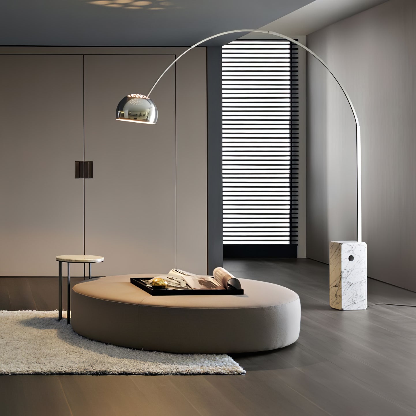 Arcadia Luxe Floor Lamp with Marble Base and LED Light