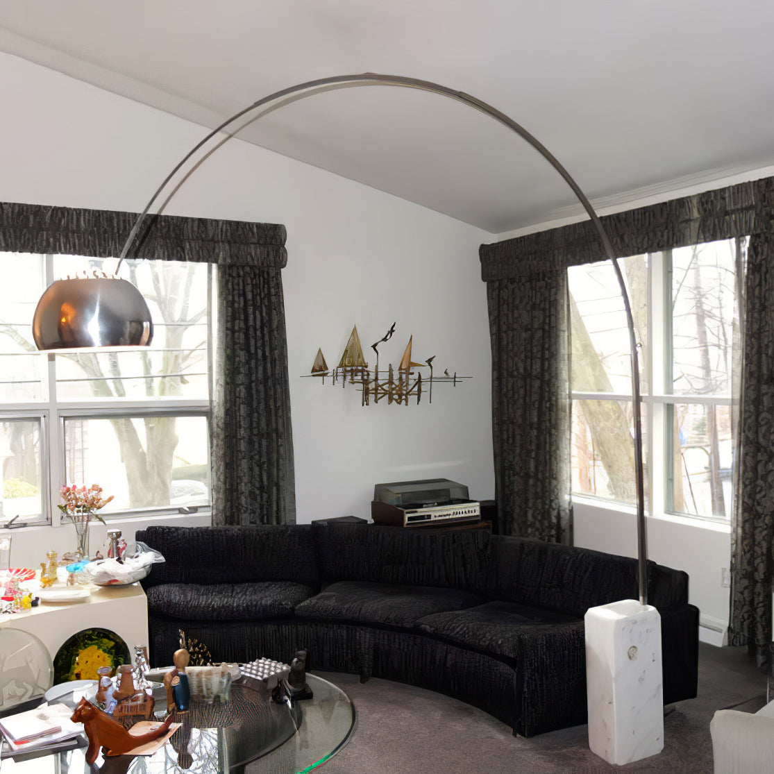 Arcadia Luxe Floor Lamp with Marble Base and LED Light