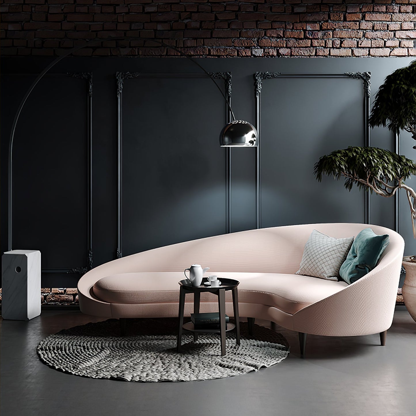 Arcadia Luxe Floor Lamp with Marble Base and LED Light