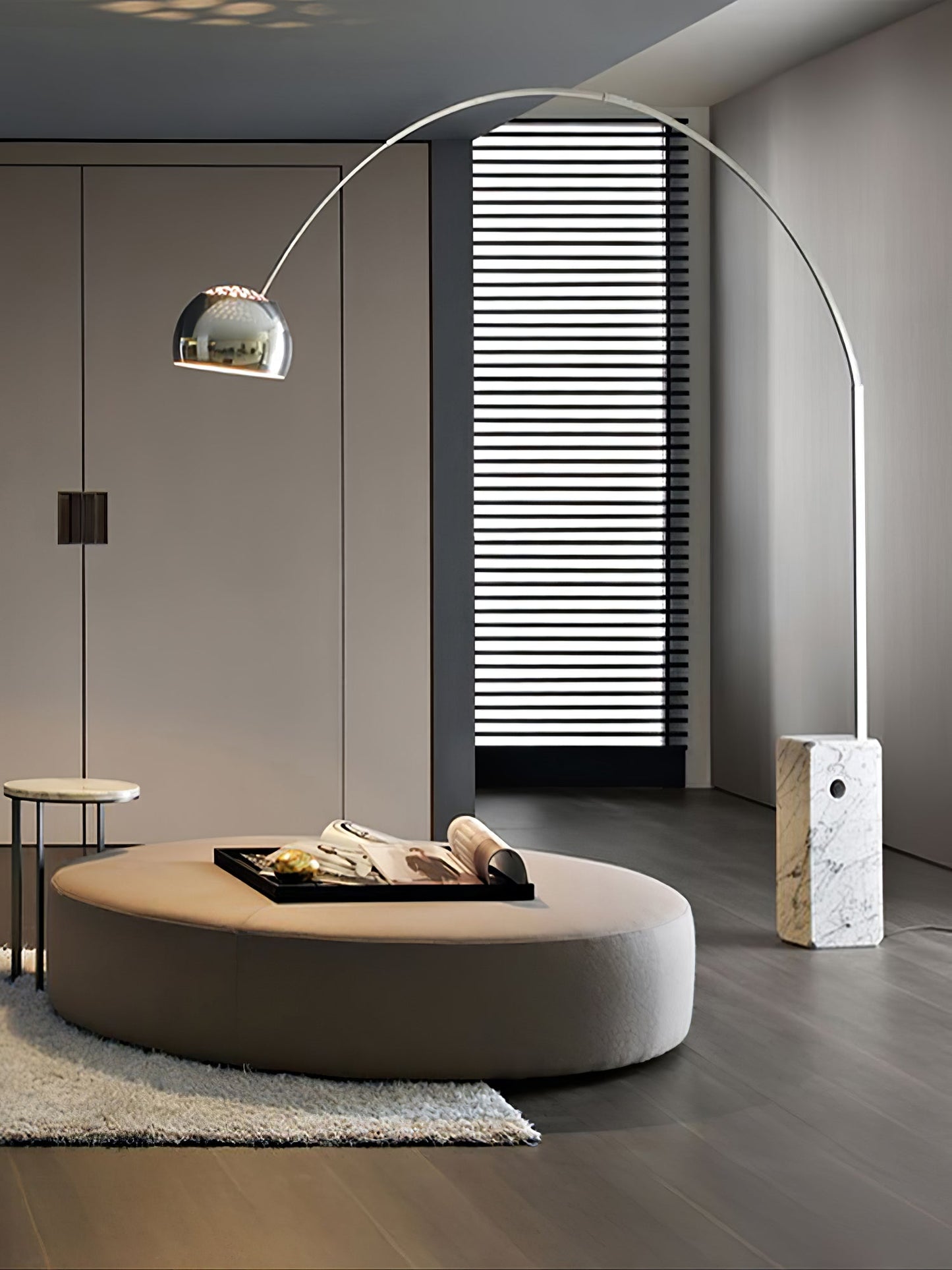 Arcadia Luxe Floor Lamp with Marble Base and LED Light
