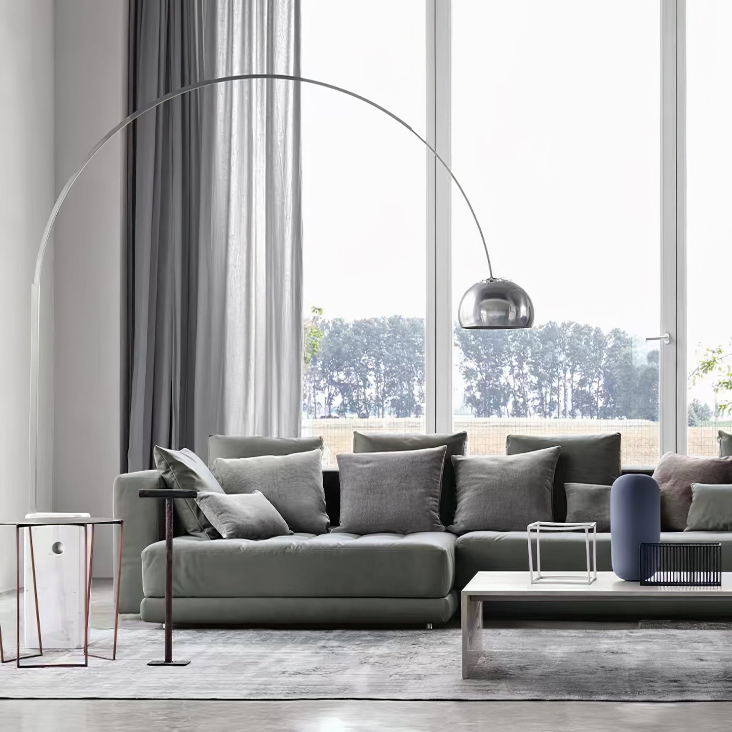Arcadia Luxe Floor Lamp with Marble Base and LED Light