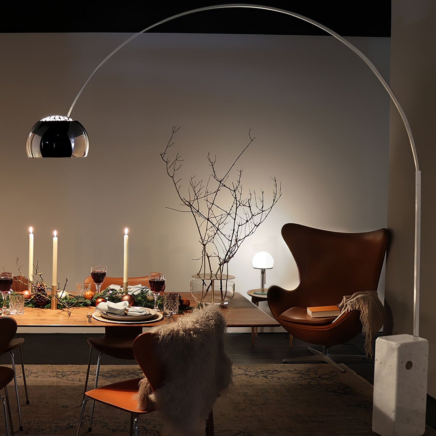 Arcadia Luxe Floor Lamp with Marble Base and LED Light
