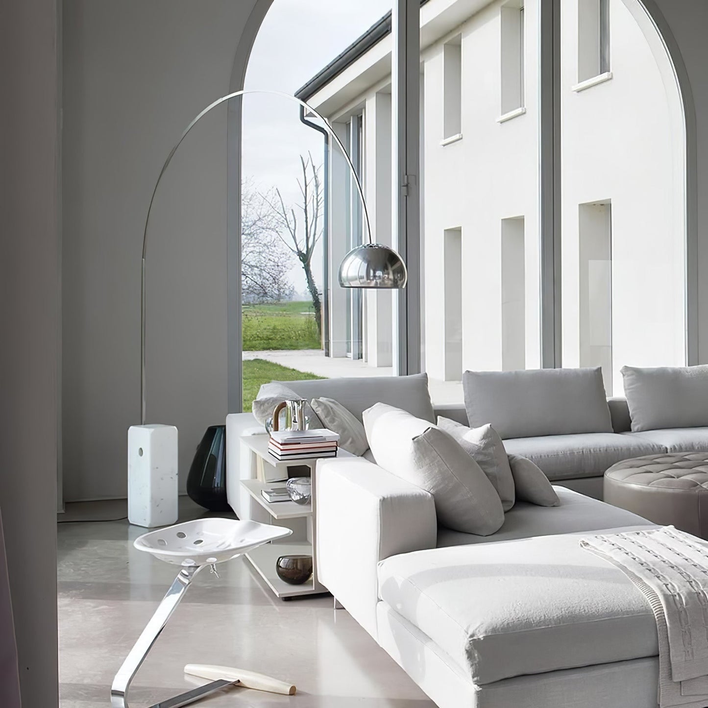 Arcadia Luxe Floor Lamp with Marble Base and LED Light