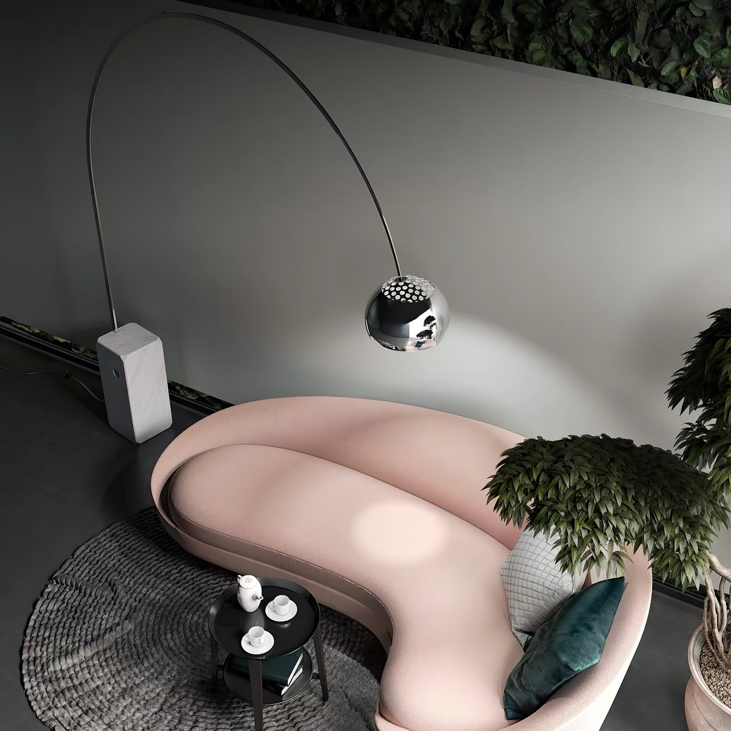 Arcadia Luxe Floor Lamp with Marble Base and LED Light