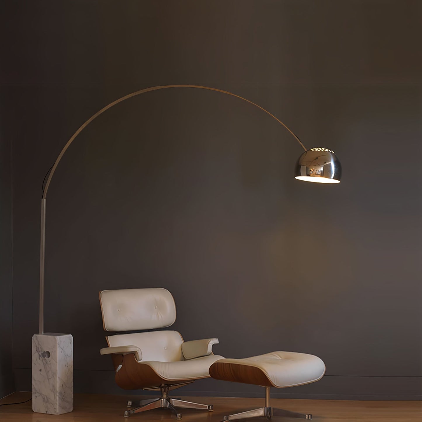Arcadia Luxe Floor Lamp with Marble Base and LED Light